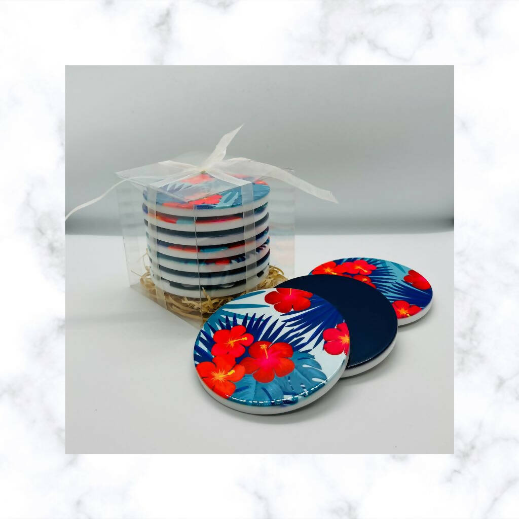 Tropical Floral Ceramic Coasters