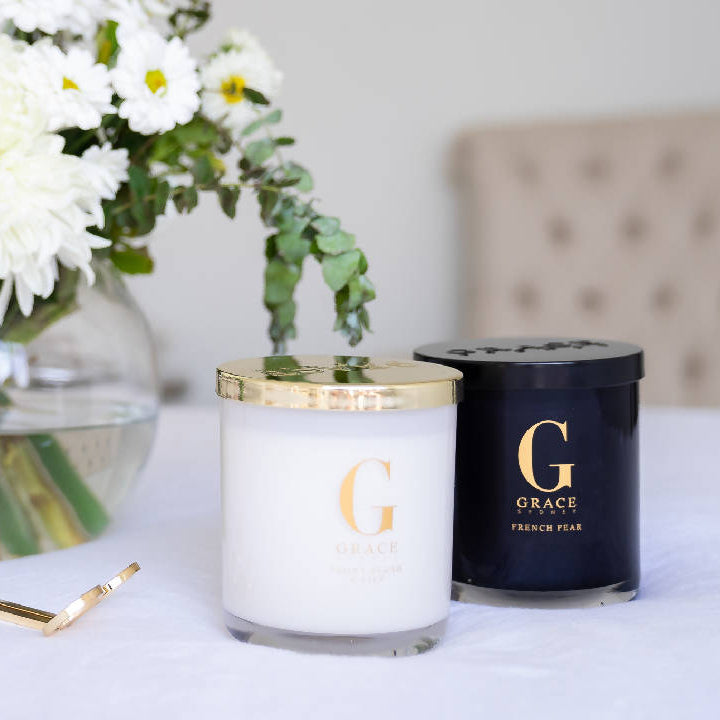 White & Gold Glassware Candle - Multiple fragrances available