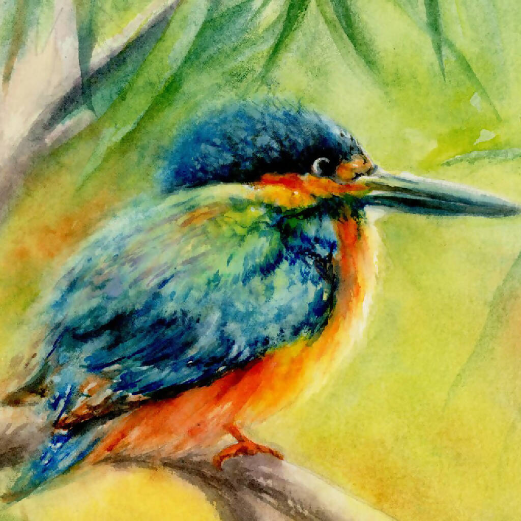 Kingfisher, prints, Watercolor print, Watercolor birds, Botanical print, Watercolour painting, birds, gumtree