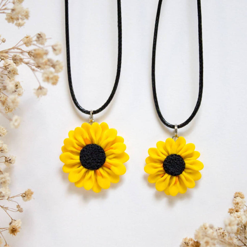 Handmade Sunflower Pendant, 2 Sizes, Polymer Clay Necklace, Bridesmaids Gift, Made in Australia