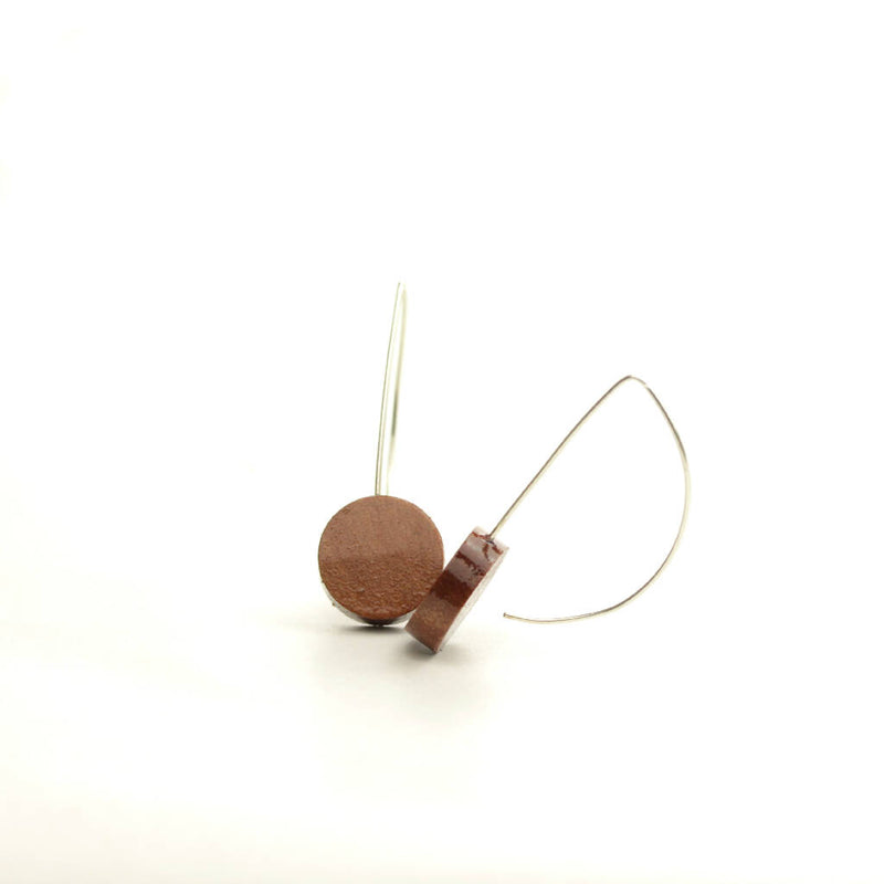 Handmade Myrtle beech and silver dangle earrings- Tasmanian native wood drops with sterling ear hooks