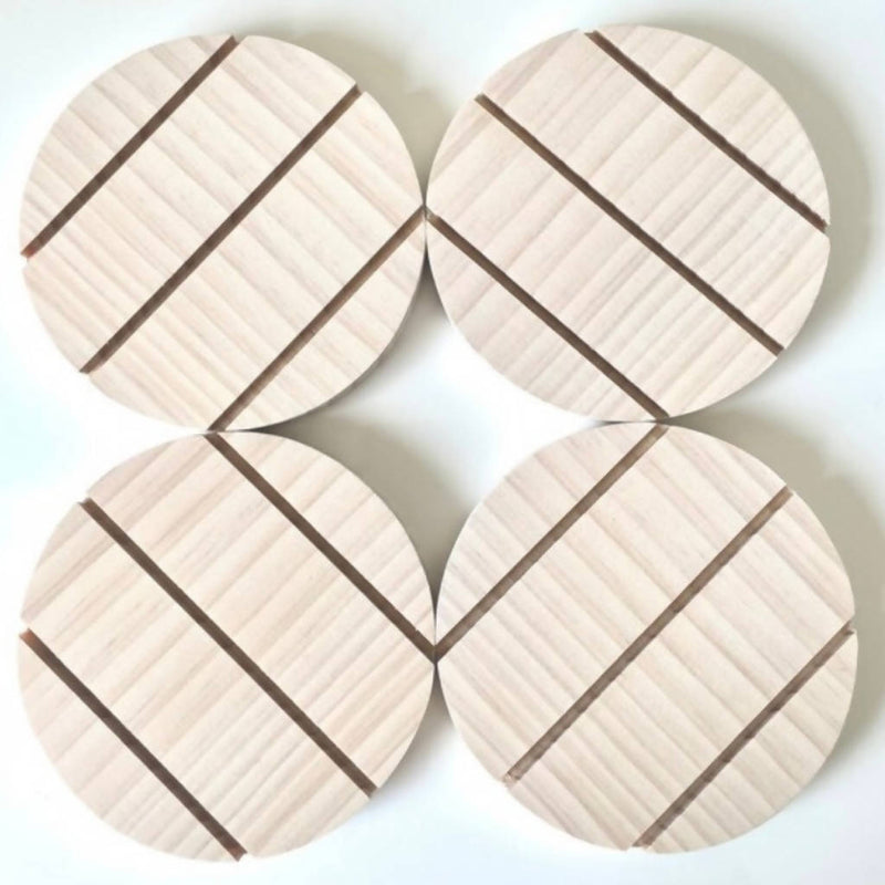 Hamptons Timber Cladding Style Lime-washed Coasters (4pk)