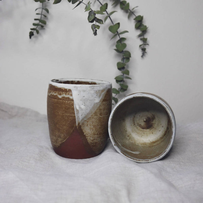 Dimple Cup In Dark Red Stoneware