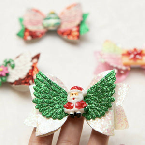 Handmade Christmas hair clips for baby toddler girl, Christmas tree Santa Candy cane gift bow hair clip