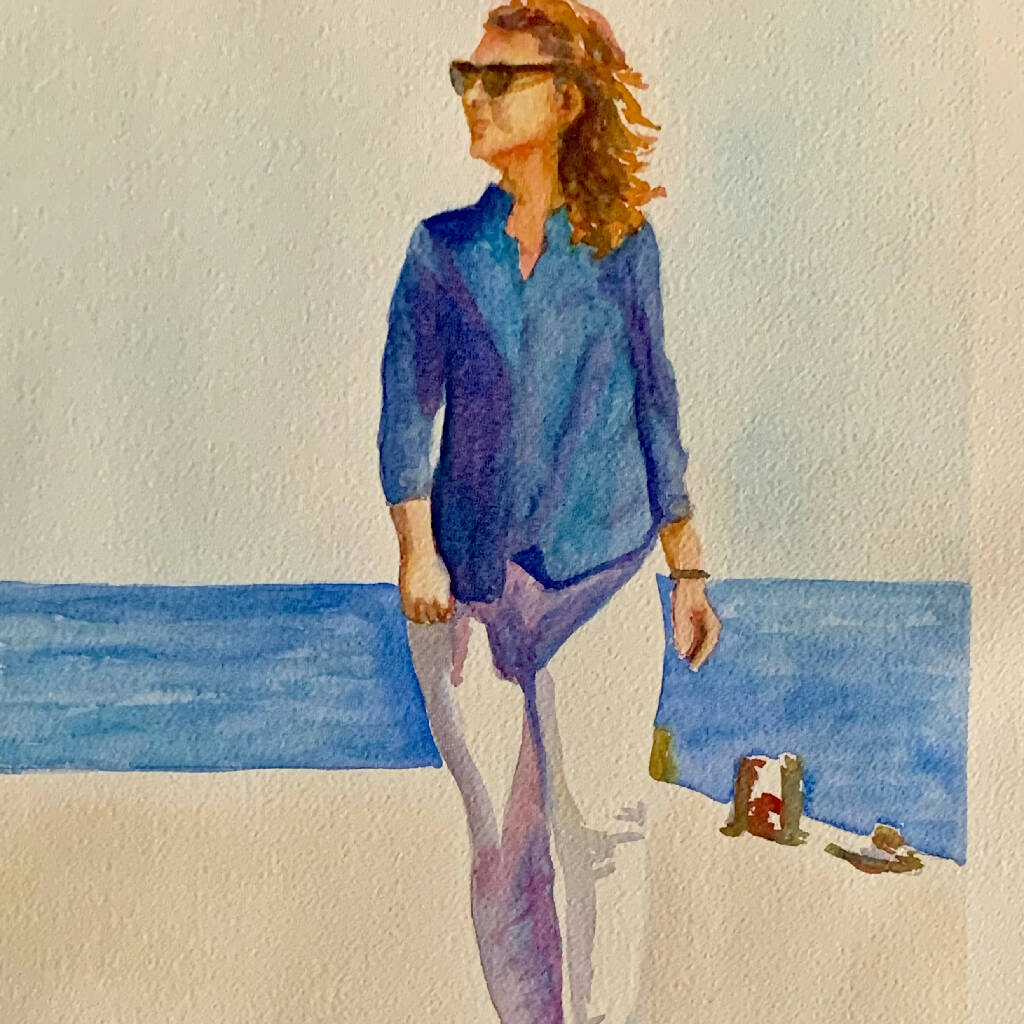 On The Decking - Original Watercolour Painting