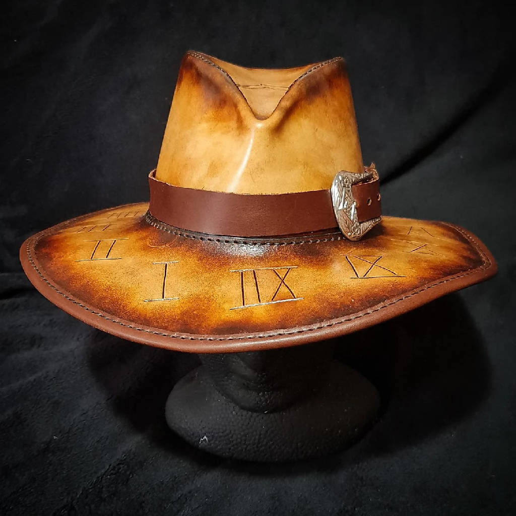Ladies wide brim, Leather Cowboy hat
