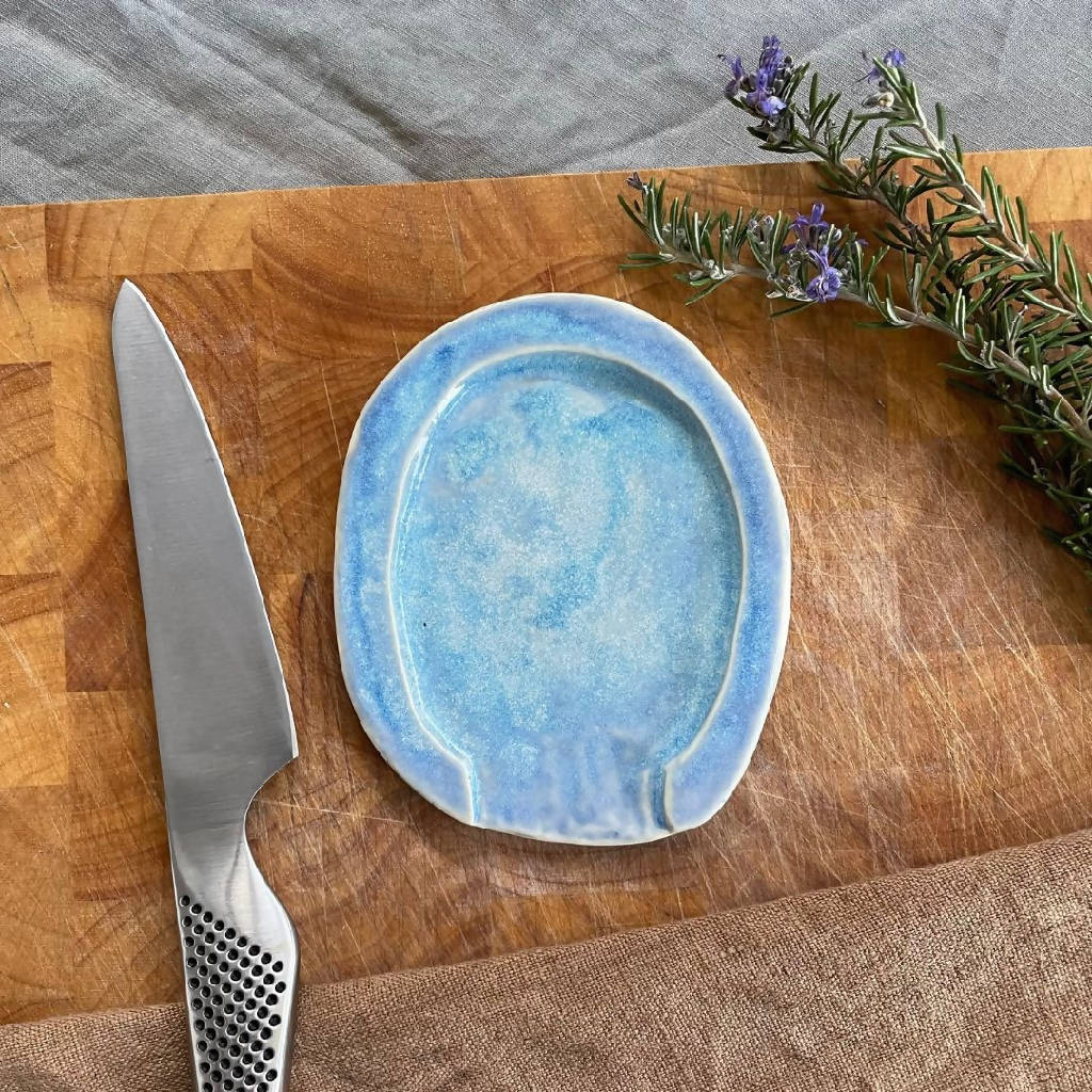 Handmade Ceramic Spoon Rest In Blue