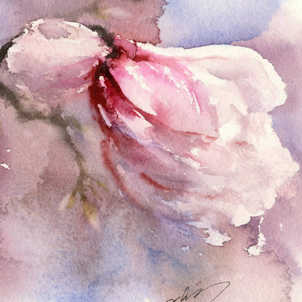 Pink magnolias , watercolour print, Watercolor flowers, Botanical print, Watercolour painting, floral art