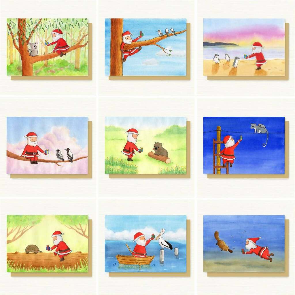 9 PACK - Australian Animals Christmas Card Pack