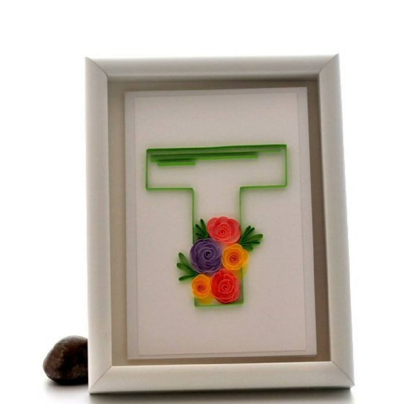 Floral Initial T Greeting Card