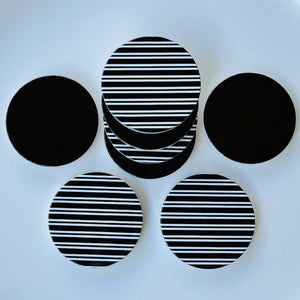Black & White Stripe Ceramic Coasters