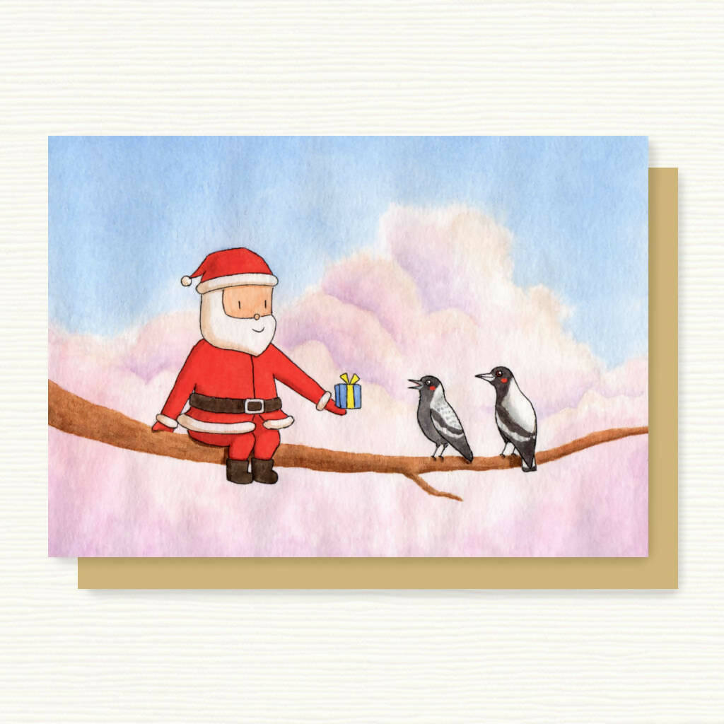 Magpie Bird Christmas Card | Australian Animals Christmas Card Pack