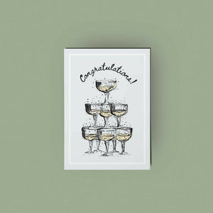 Congratulations Champagne Tower Greeting Card Handmade by Rose Line