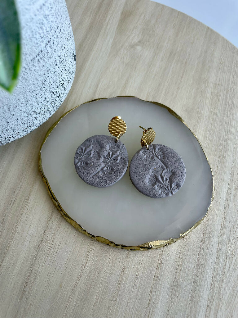 Neutral Floral Embossed Studs