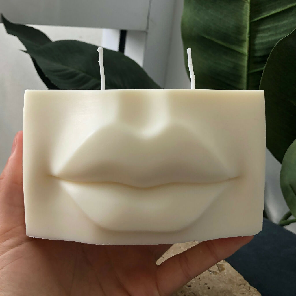 Mouth Lips Kiss Scented Trendy Aesthetic Decorative Pillar Candle