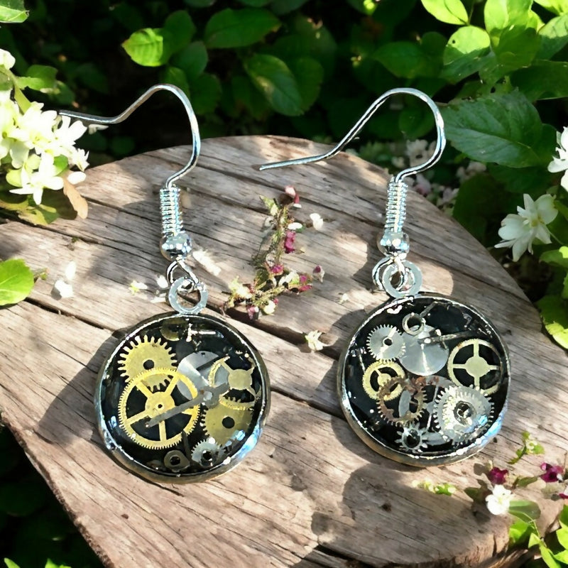 Steampunk vintage watch parts earrings