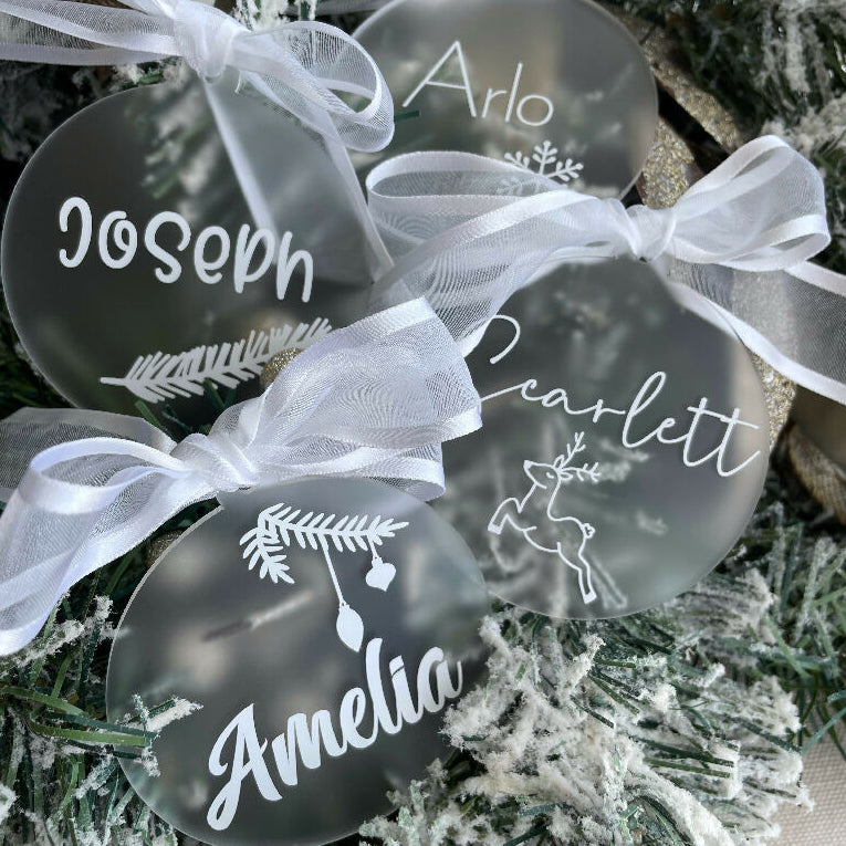 Personalised Frosted Christmas Baubles | Christmas Ornaments