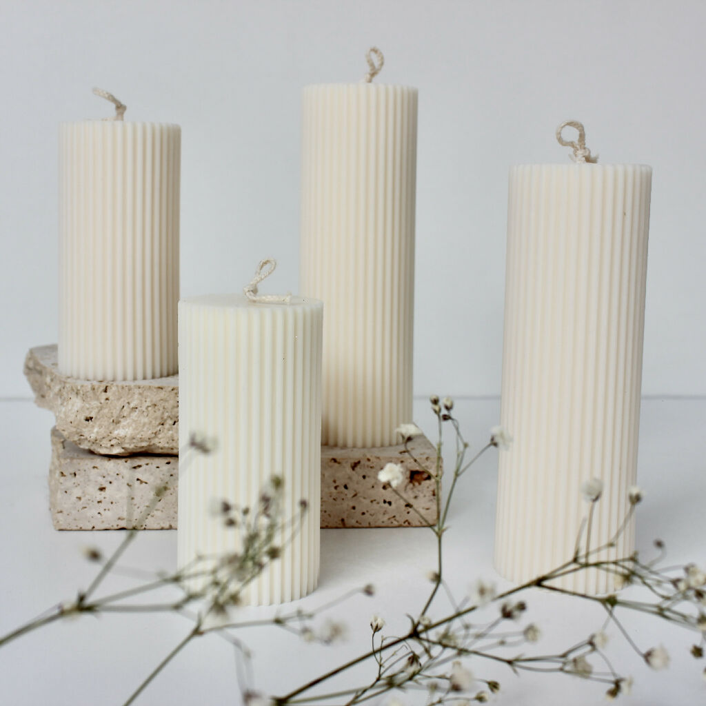 Pillar candle, home decor sculpture candle handmade with 100% soy