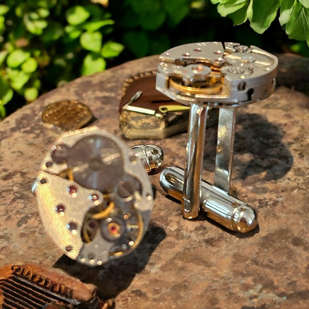 Steampunk Vintage watch movement cufflinks