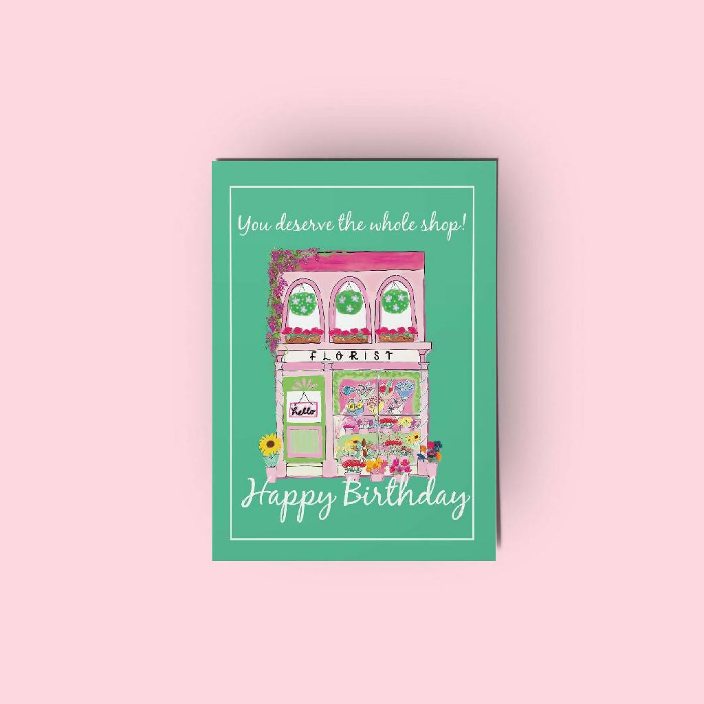 Florist Happy Birthday Greeting Card Handmade by Rose Line