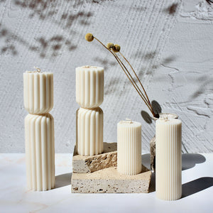 Hourglass shaped pillar candles sculptures