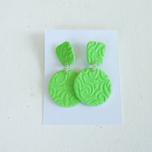 Green Polymer Clay Earrings "Isabel & Friends"