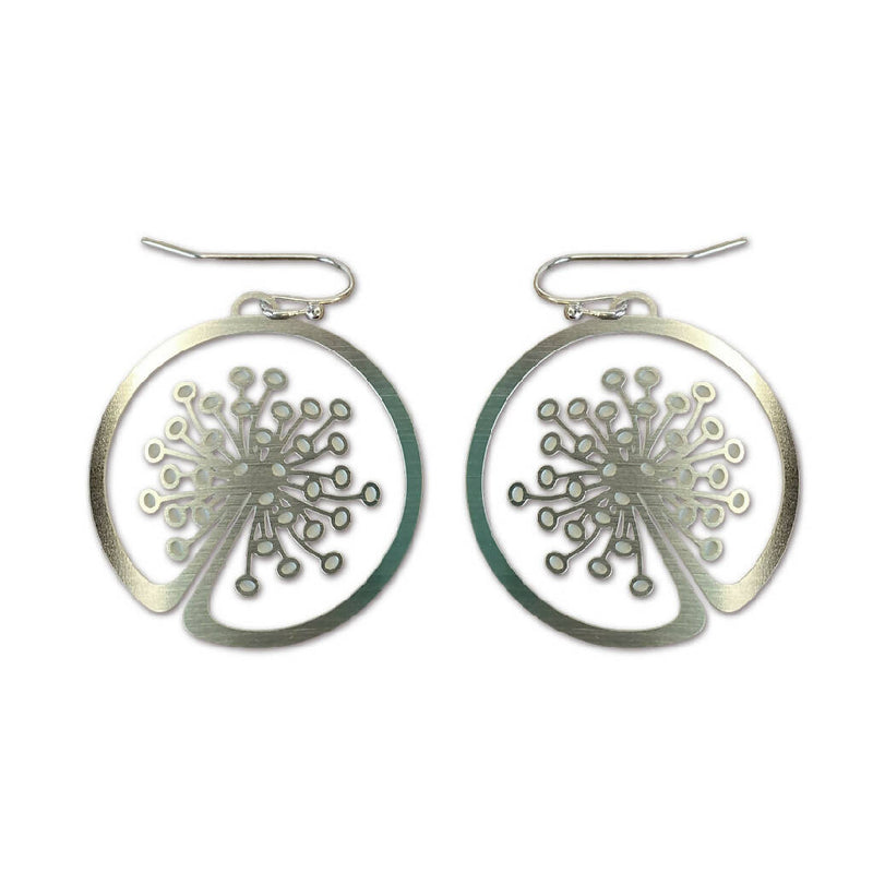 Hope dandelion silver hook earrings