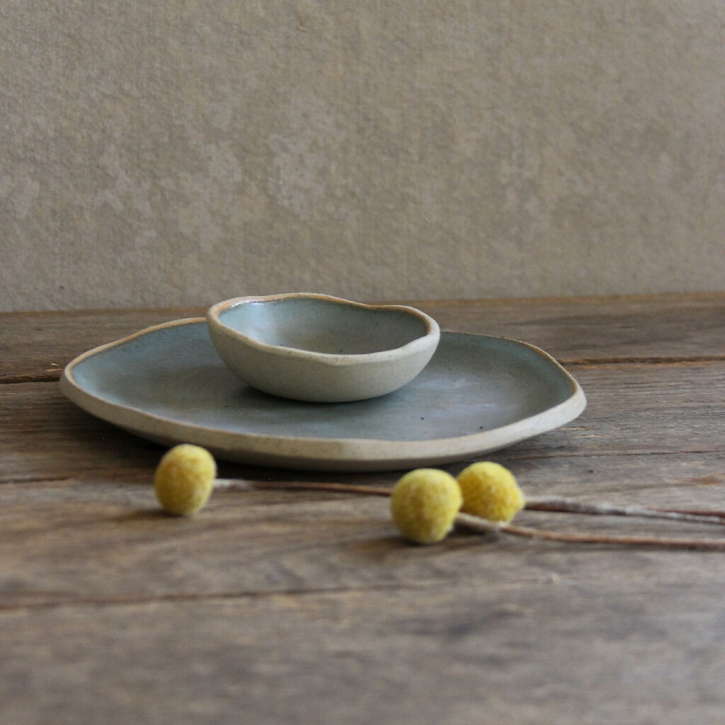 Ceramics Plate Set with Spoon - Cobalt
