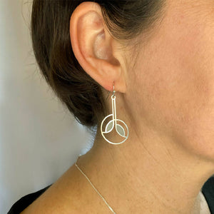 Nurture Art Deco silver hook earrings