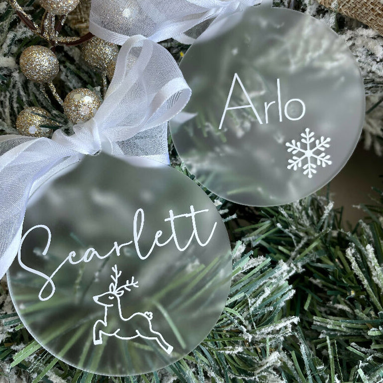 Personalised Frosted Christmas Baubles | Christmas Ornaments