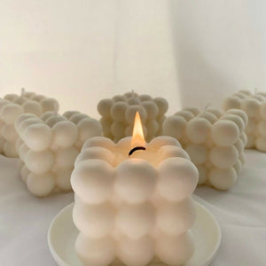 Bubble Cube Candle | Soy Wax Candle | Pillar Scented Candle | Unique Gift Present | Homemade Handmade Sculptured