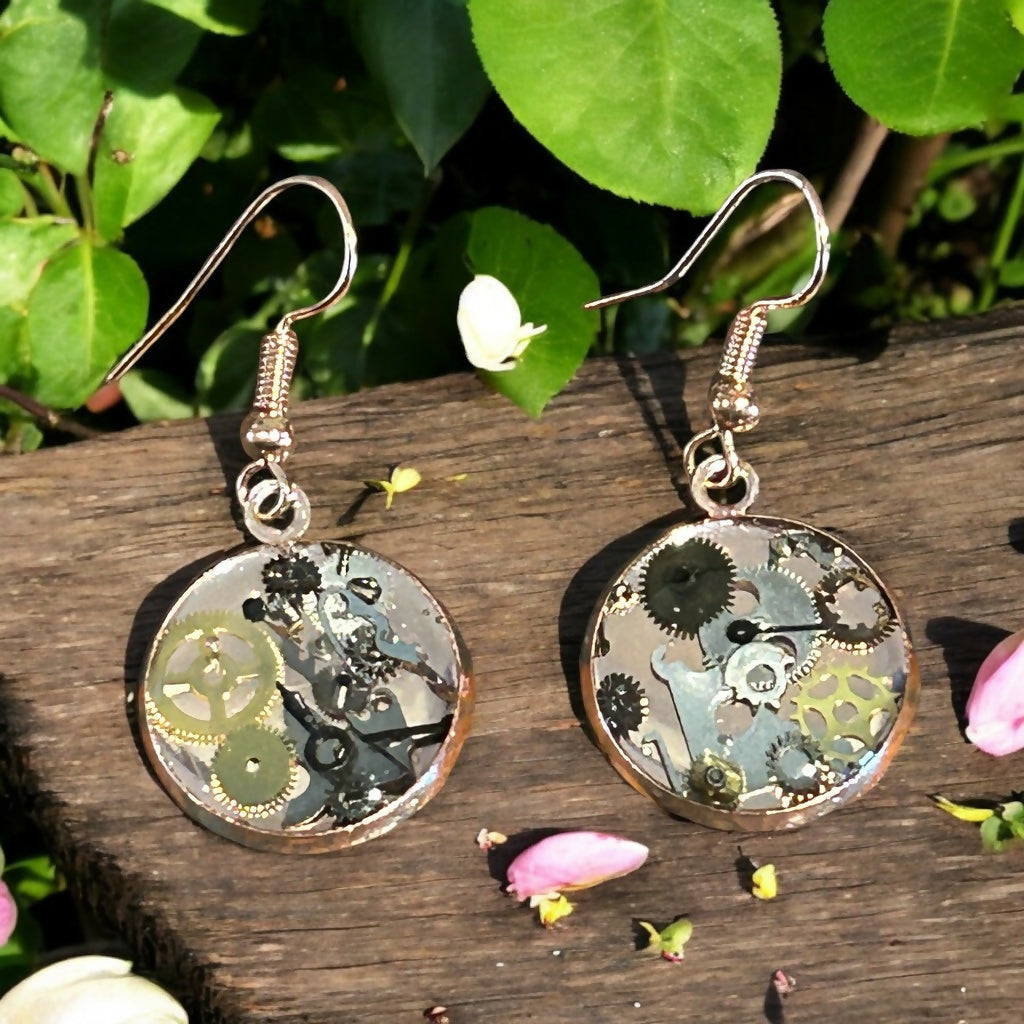 Steampunk vintage watch parts earrings