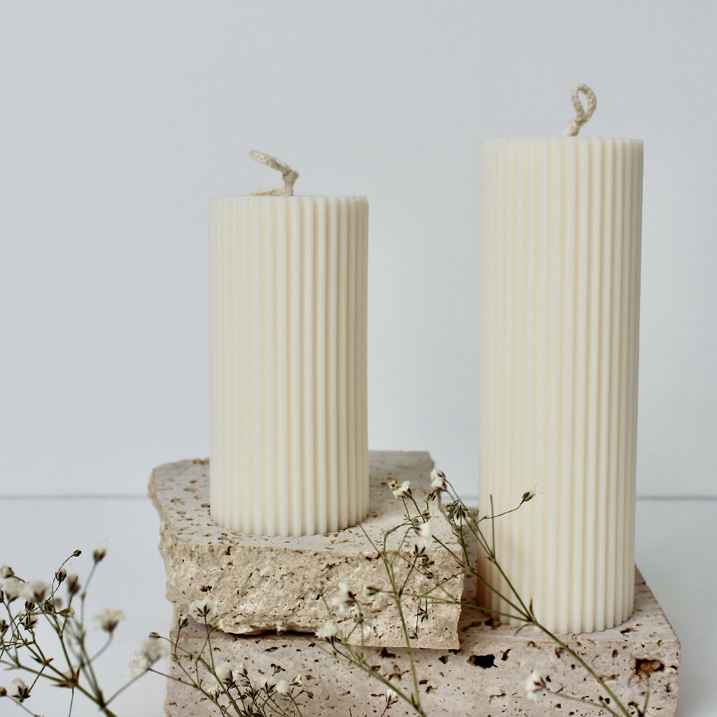 Pillar candle, home decor sculpture candle handmade with 100% soy