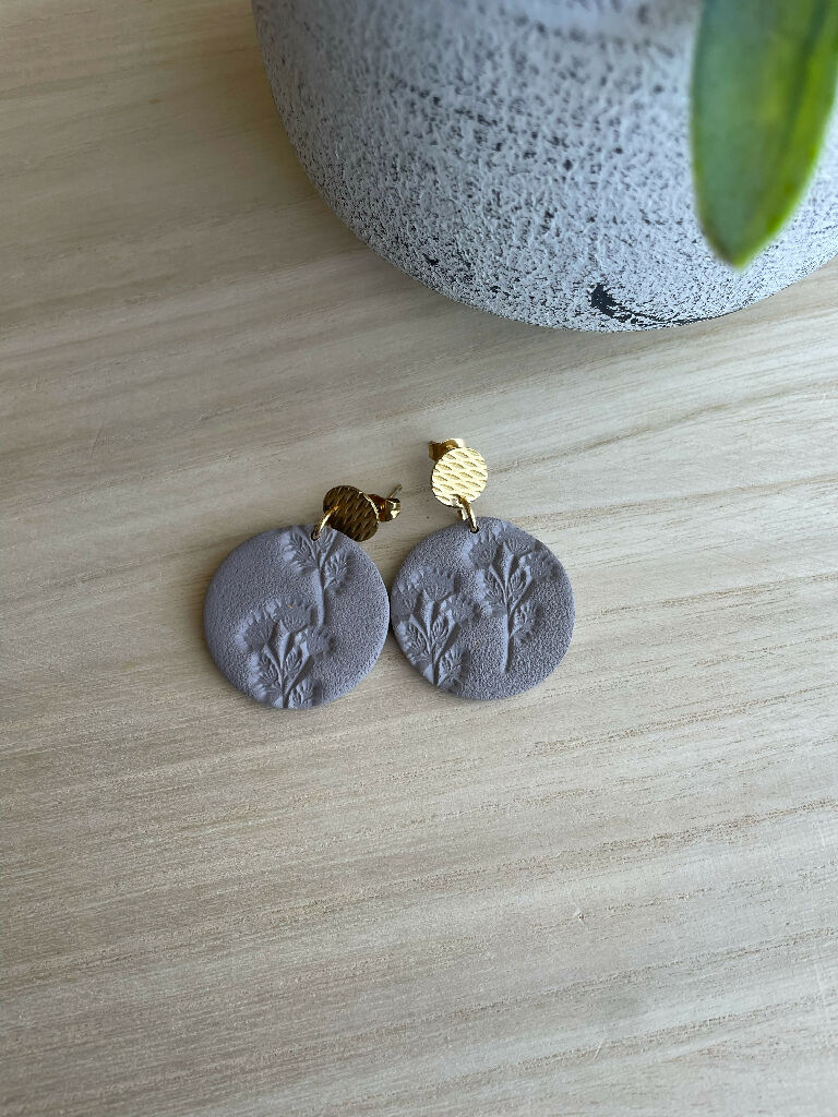 Neutral Floral Embossed Studs