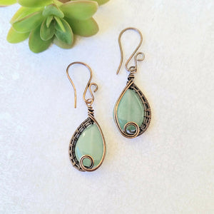 Stone and copper drop earrings