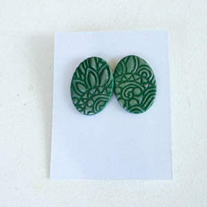 Green Polymer Clay Earrings "Isabel & Friends"