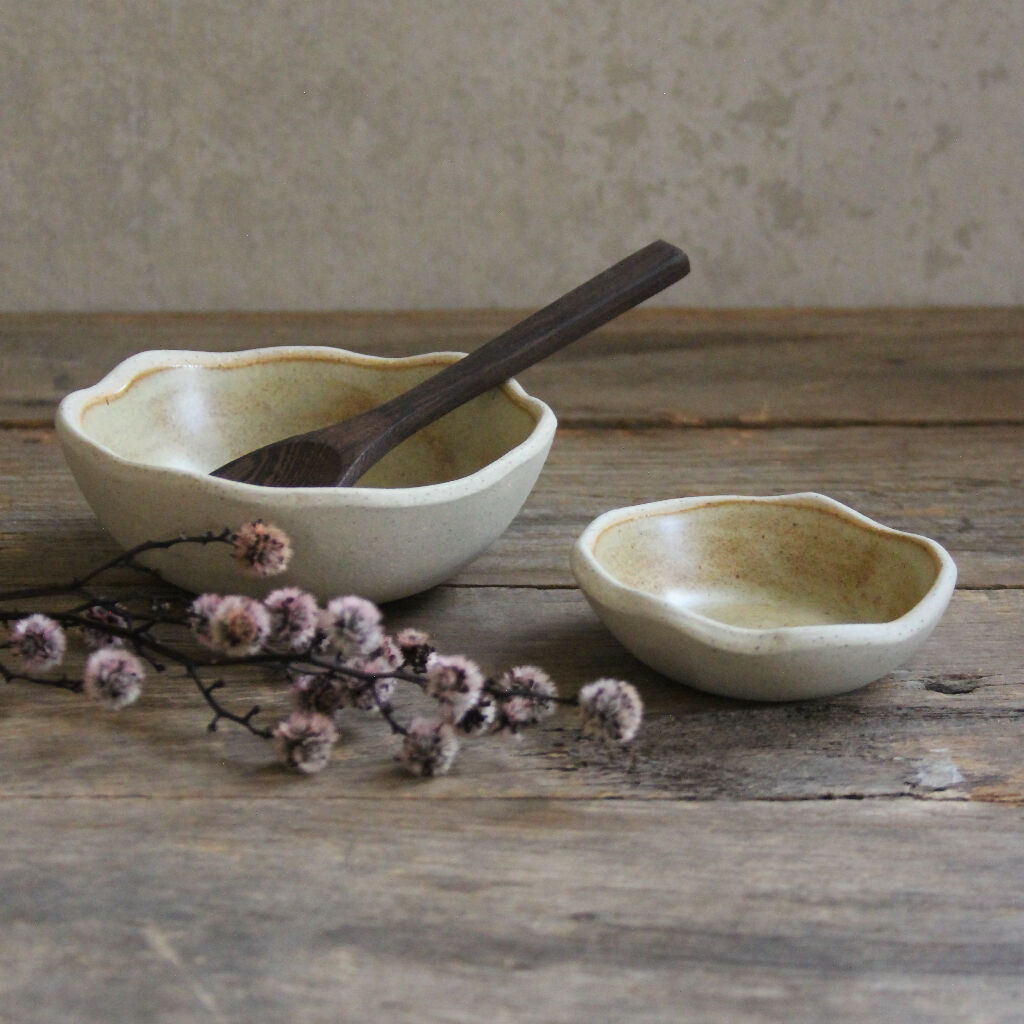 Ceramic Bowl Set with Spoon - Sand
