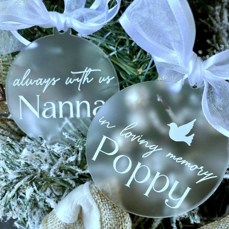 In Loving Memory Frosted Christmas Baubles | Christmas Ornaments