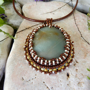 Hand Beaded Pendant Necklace "Ambrosia"