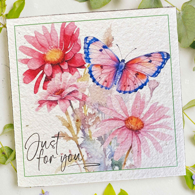 JUST FOR YOU Plantacard|Plantable Card That Grows Into Swan River Daisy, Chamomile, Alyssum & Pink Ageratum