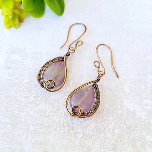 Stone and copper drop earrings