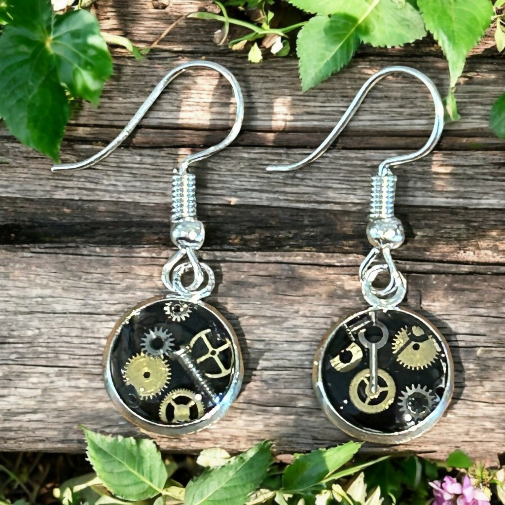 Steampunk vintage watch parts earrings