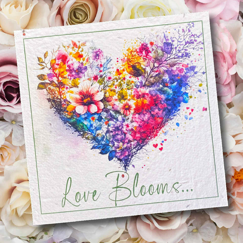 LOVE BLOOMS Plantacard|Plantable Card That Grows Into Swan River Daisy, Chamomile, Alyssum & Pink Ageratum