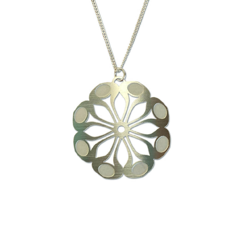 Tribe flower silver pendant necklace