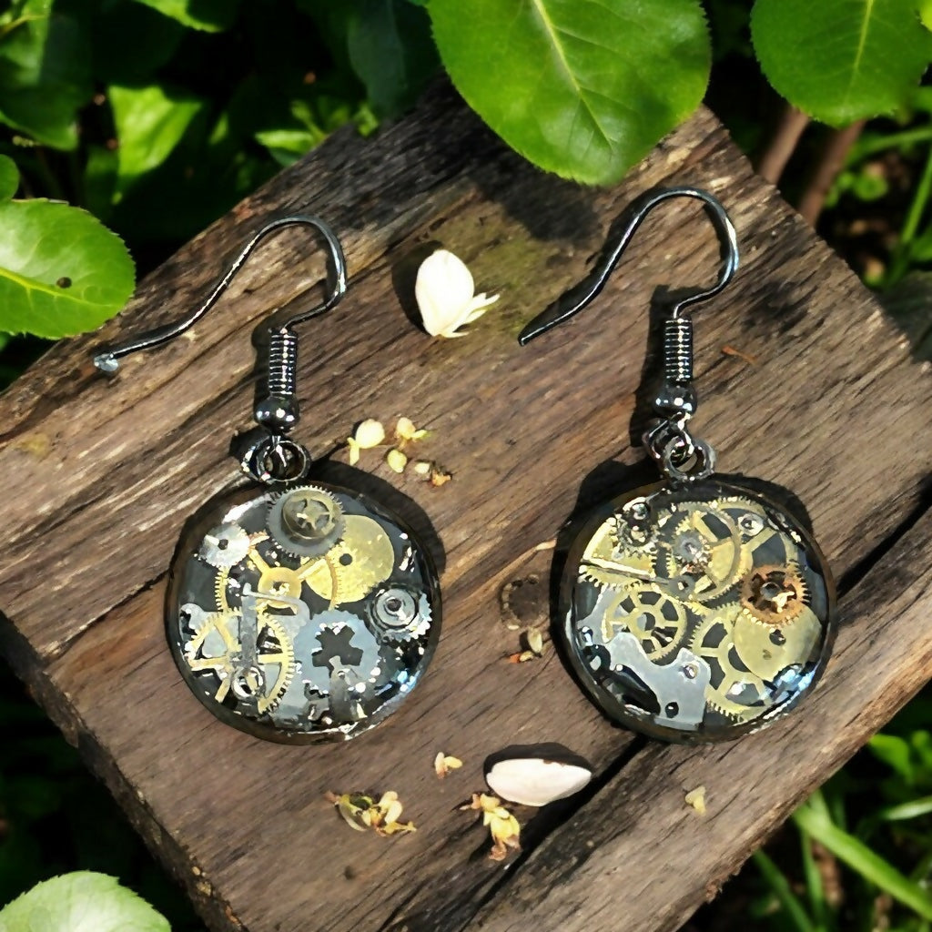 Steampunk vintage watch parts earrings