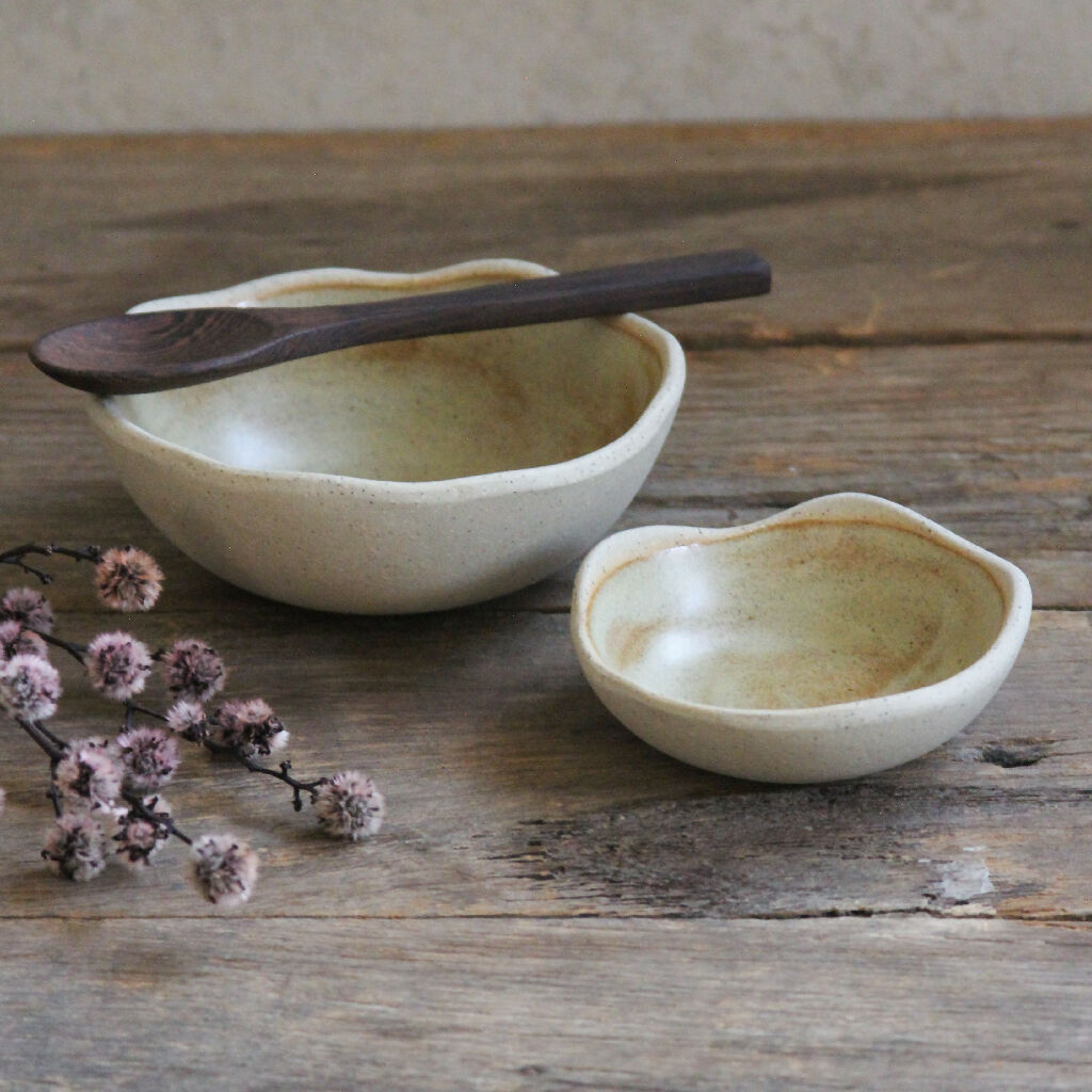 Ceramic Bowl Set with Spoon - Sand