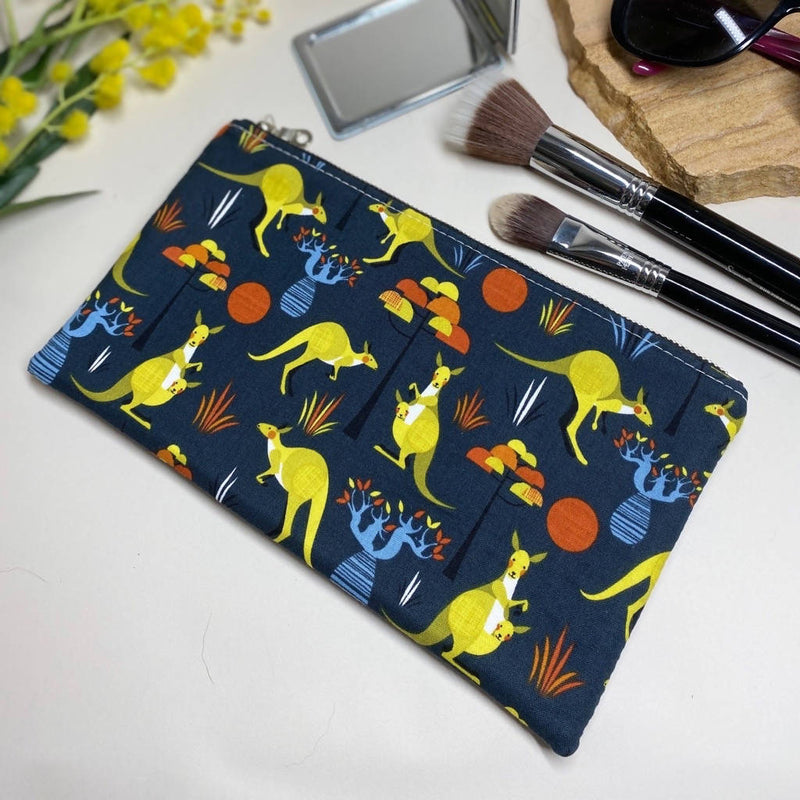 Yellow Kangaroo Zippered Pouch