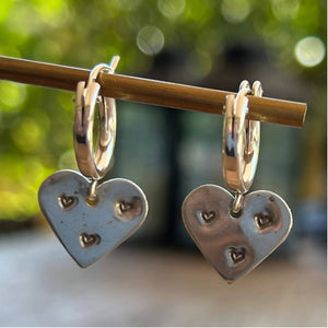 Stirling silver heart hoops