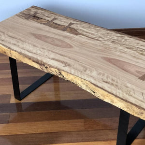 Wooden Live Edge Timber Table with Steel Legs and Blackbutt Timber