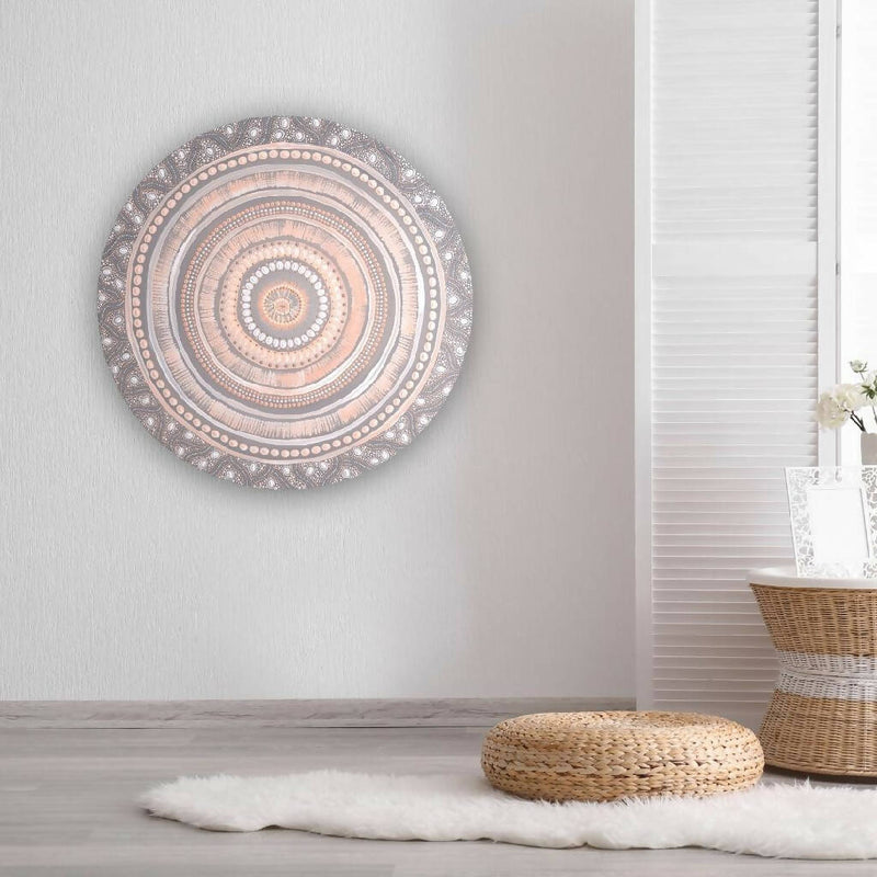 Original Artwork - 60cm Mandala Dot Art on timber Round